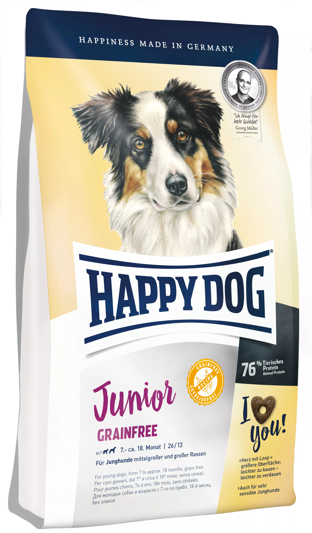 Happy Dog (Хеппі Дог) - Junior Grainfree Сухий беззерновой корм для юніорів середніх і великих порід з чутливим травленням 1 кг