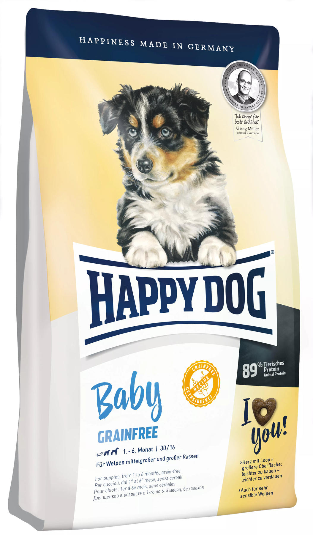 Happy Dog (Хеппі Дог) - Baby Grainfree Сухий беззерновой корм для цуценят середніх і великих порід з чутливим травленням 1 кг