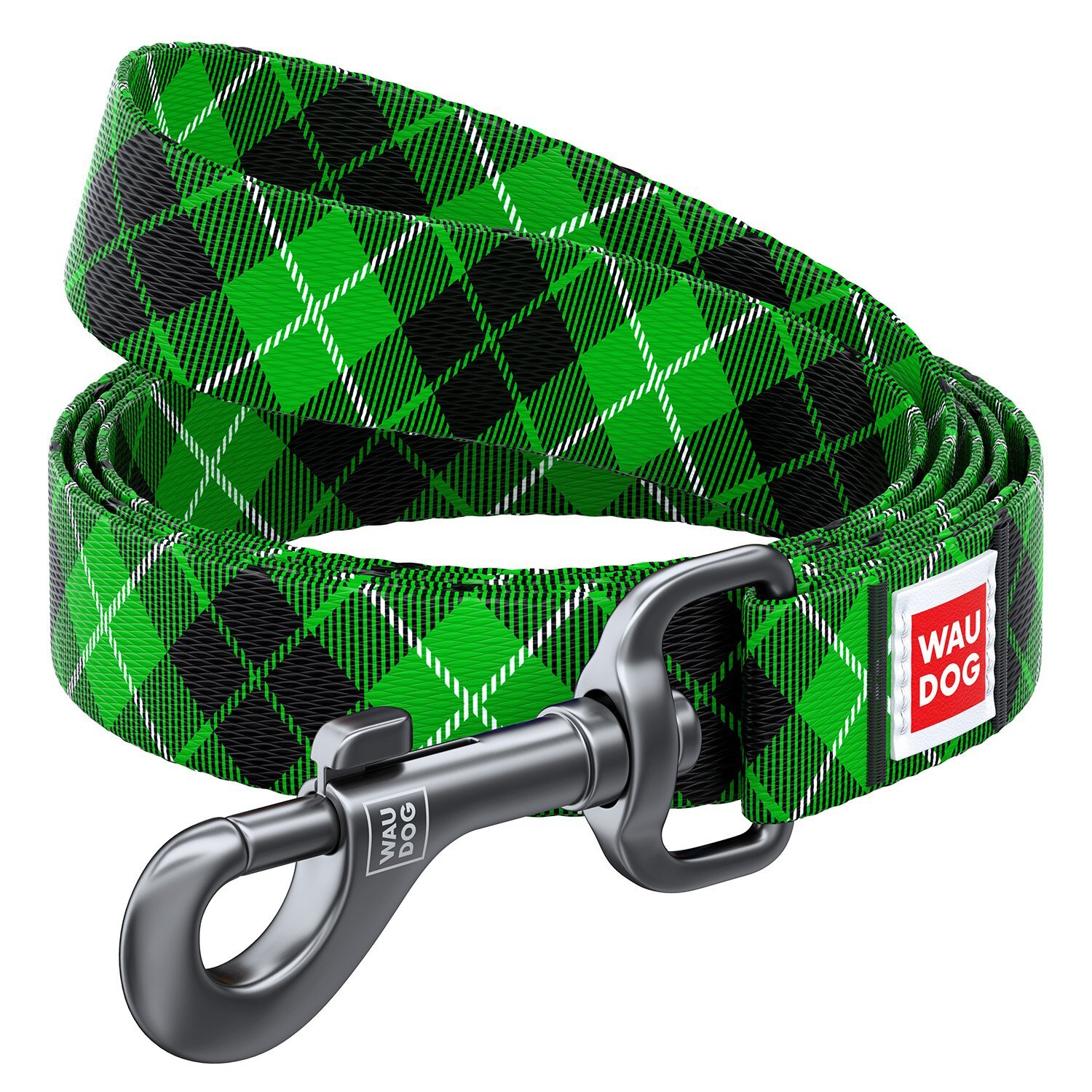 Collar Повідець WAUDOG Nylon з малюнком "Шотландка зелена"