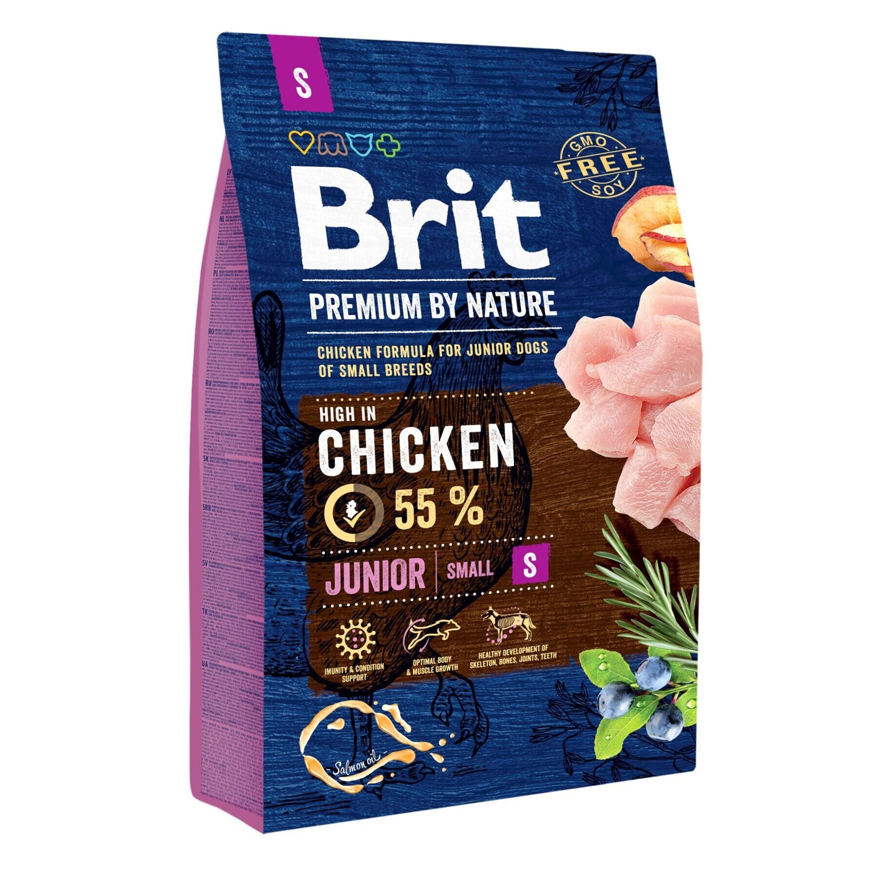 Brit Premium Junior S - Сухой корм для щенков и молодых собак мелких пород (весом до 10 кг) 3 кг (курица)