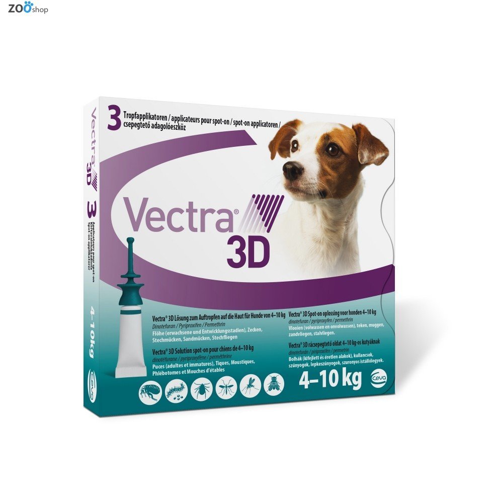 Vectra 3D (Вектра 3Д) капли от блох и клещей для собак весом 4,1–10 кг, пипетка