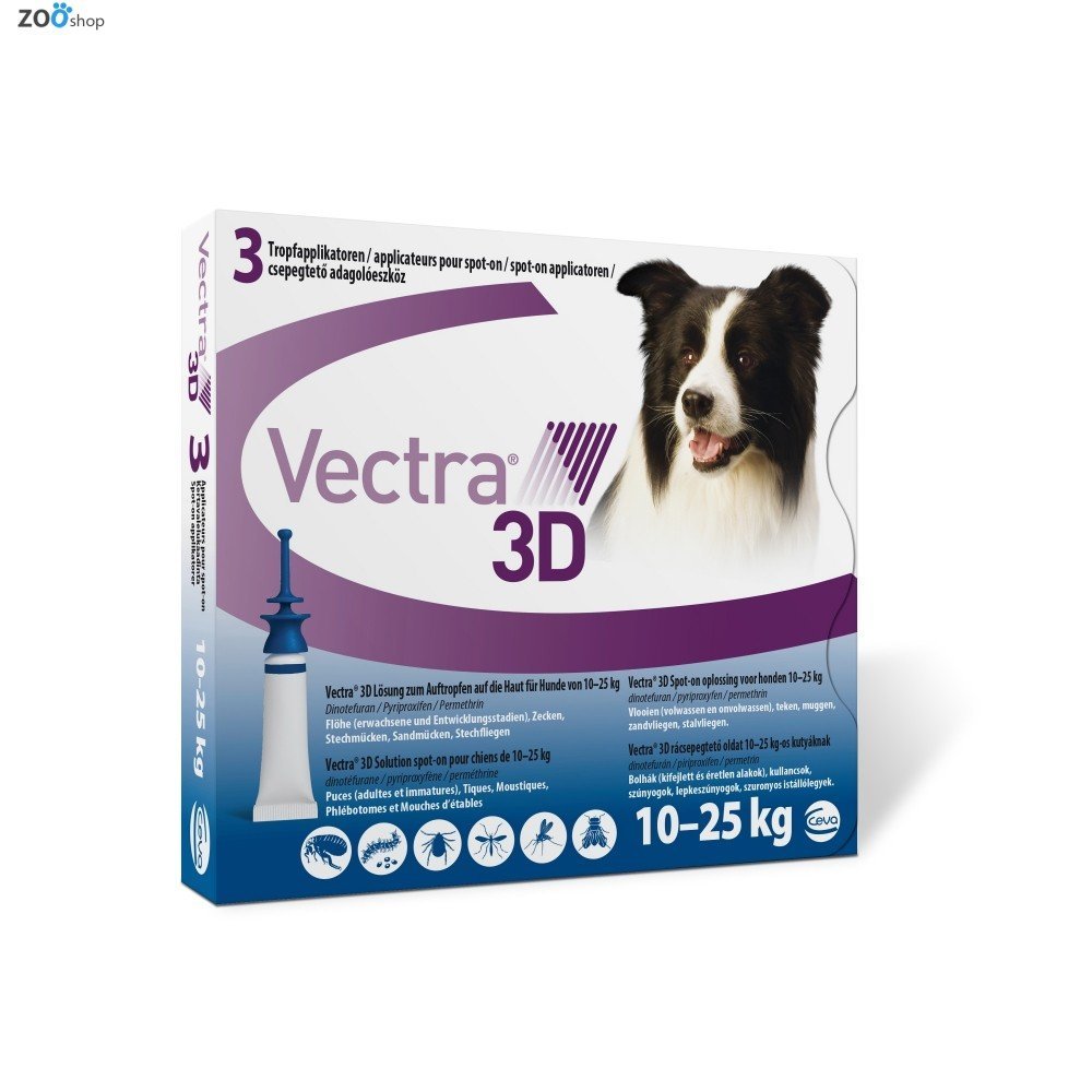 Vectra 3D (Вектра 3Д) капли от блох и клещей для собак весом 10,1–25 кг, пипетка