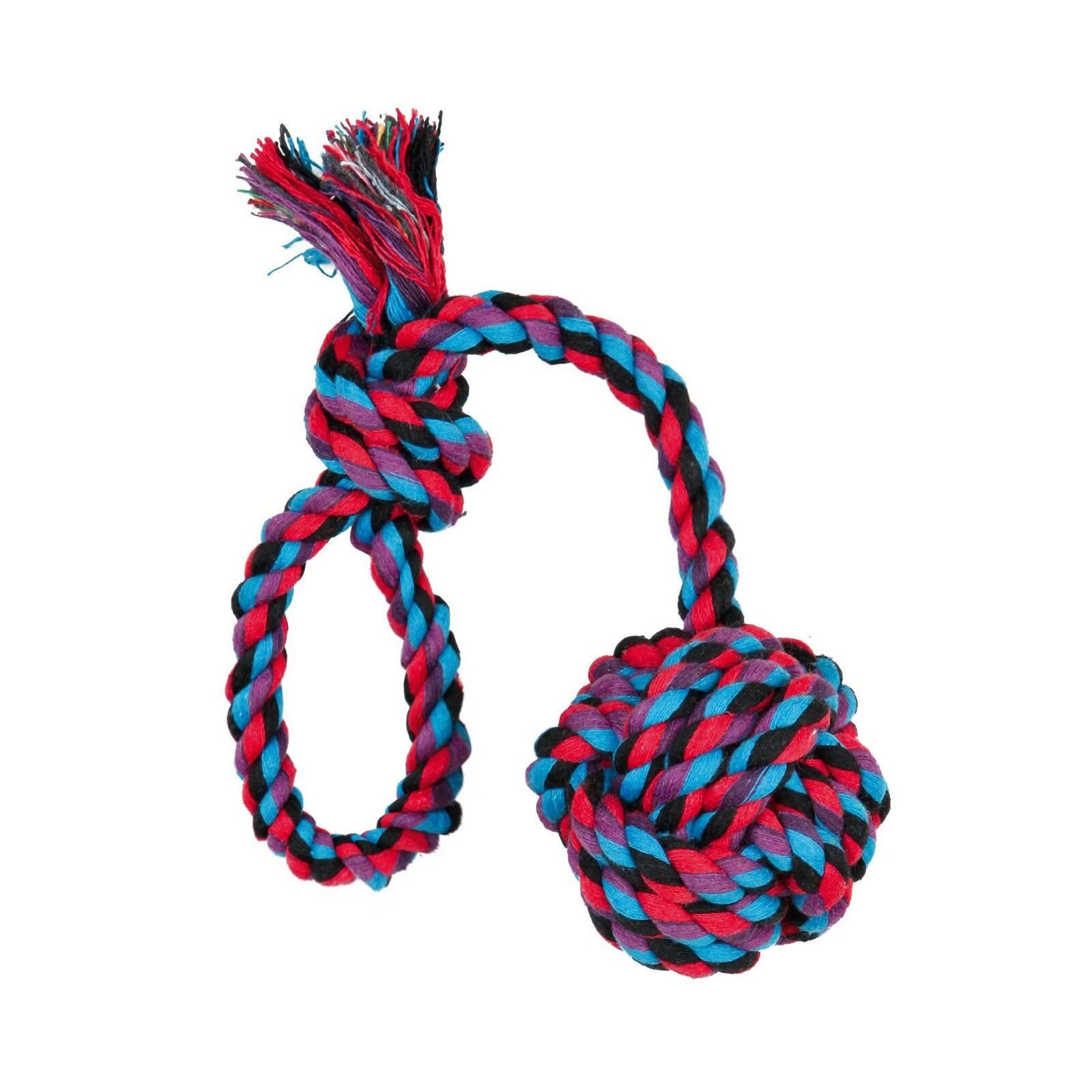 Игрушка для собак Trixie Мяч плетёный с ручкой 30 см, d=5,5 см (текстиль, цвета в ассортименте)
