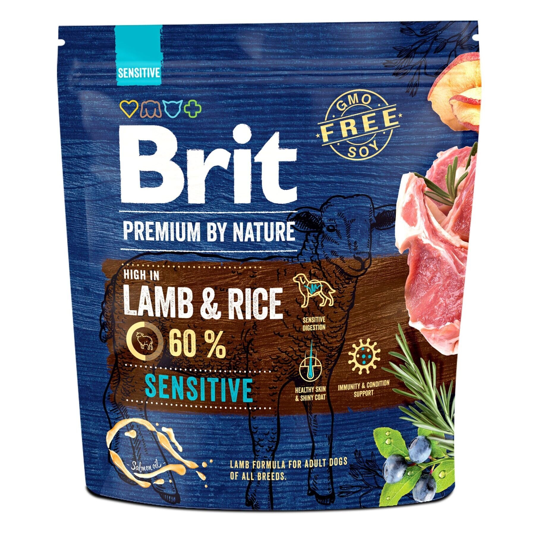 Brit Premium Sensitive Lamb & Rice -Сухой корм для собак с чувствительным пищеварением 1 кг (ягненок)
