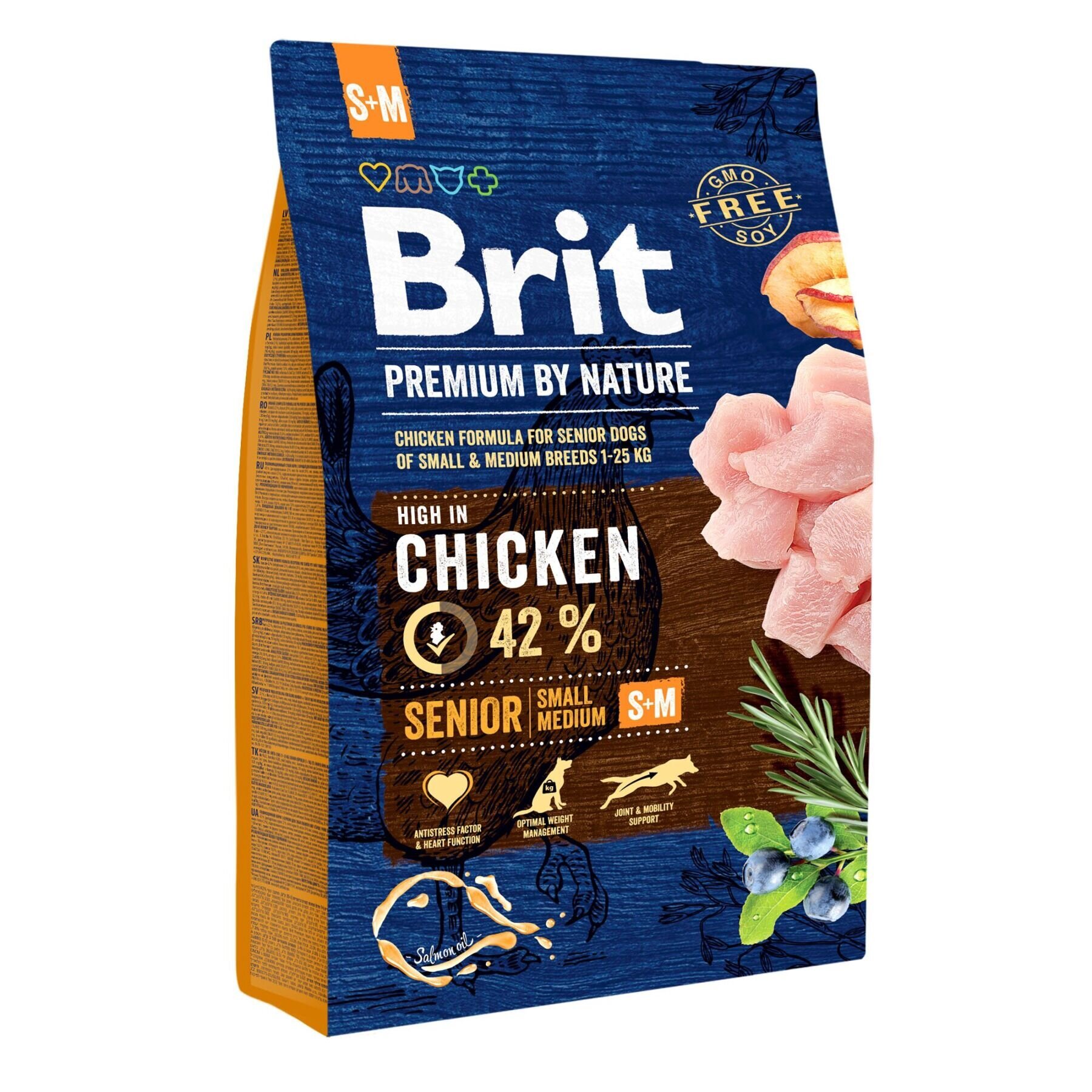 Brit Premium Senior S+M -Сухой корм для пожилых собак мелких и средних пород (весом от 1 до 25 кг) 3 кг (курица)