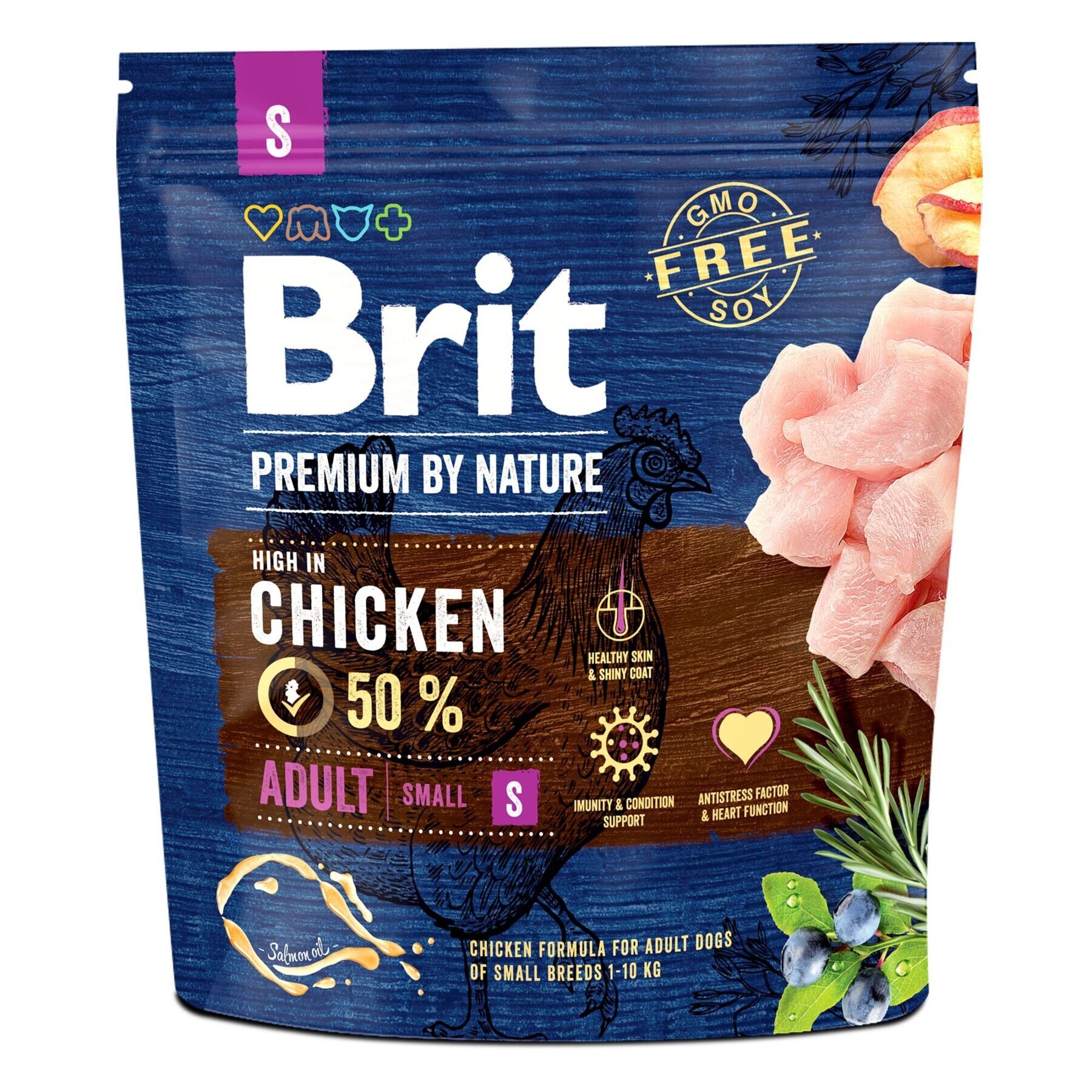 Brit Premium Adult S - Сухой корм для взрослых собак мелких пород (весом до 10 кг) 1 кг (курица)