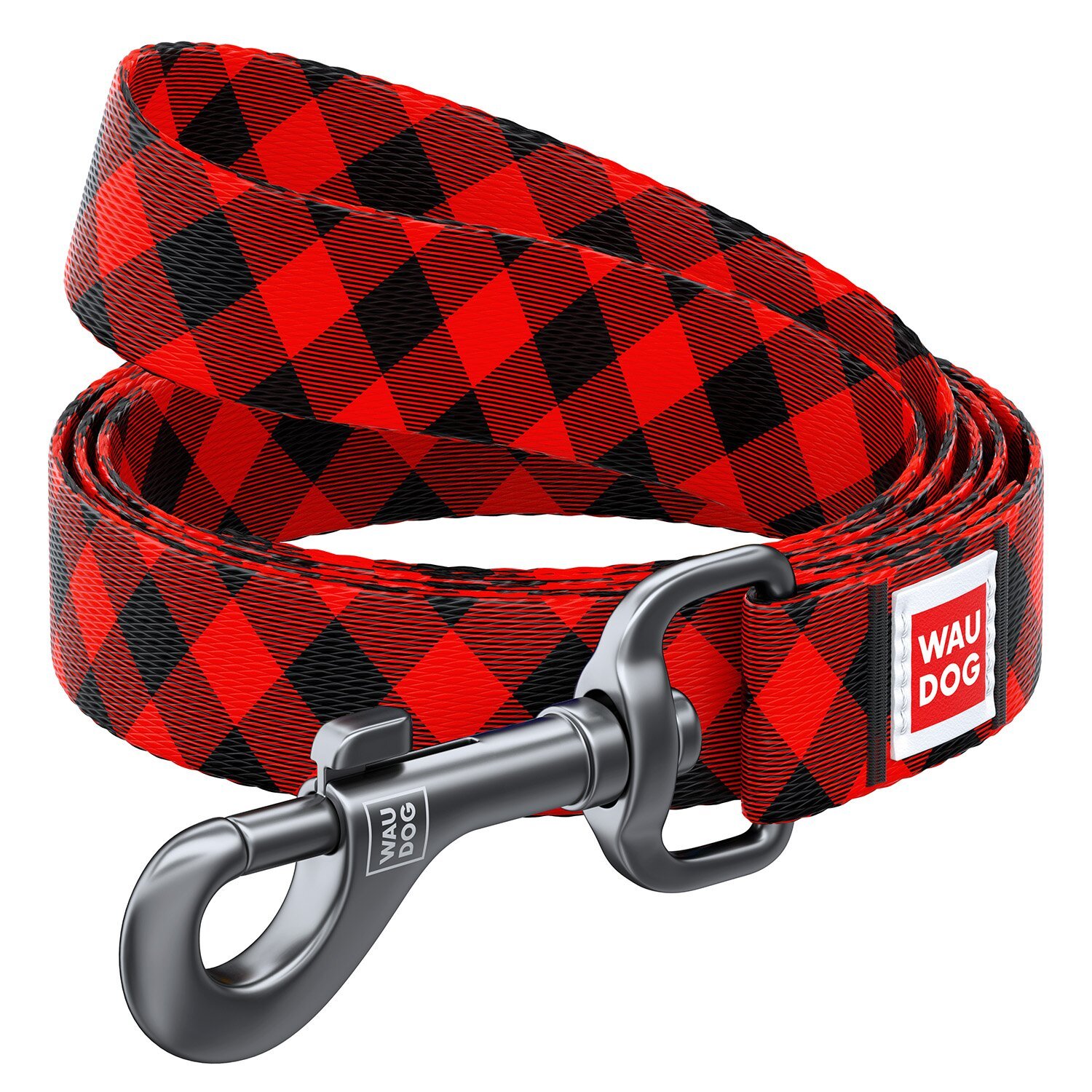 Collar Поводок WAUDOG Nylon с рисунком "Шотландка красная"