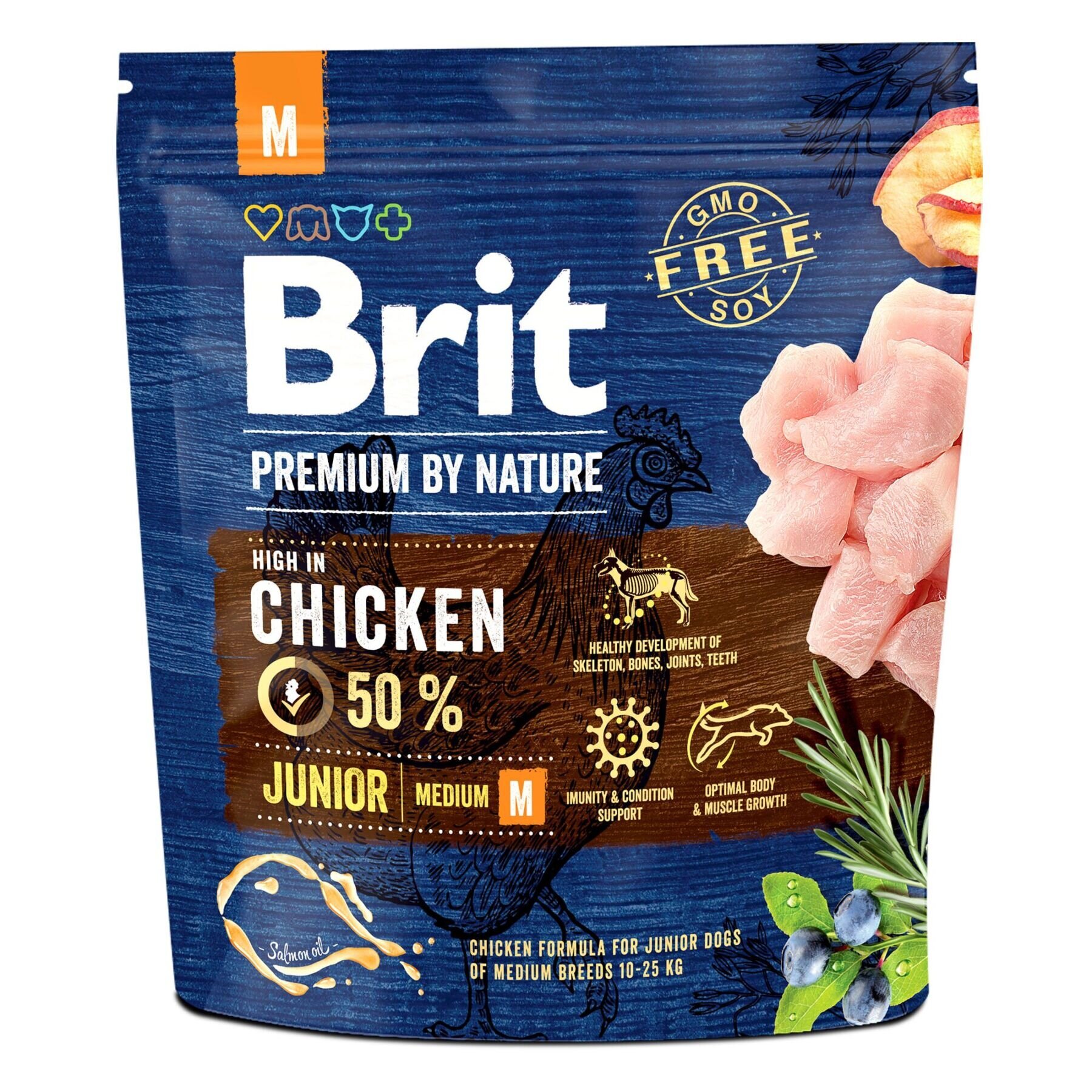 Brit Premium Junior M - Сухий корм для цуценят і молодих собак середніх порід (вагою від 10 до 25 кг) 1 кг (курка)