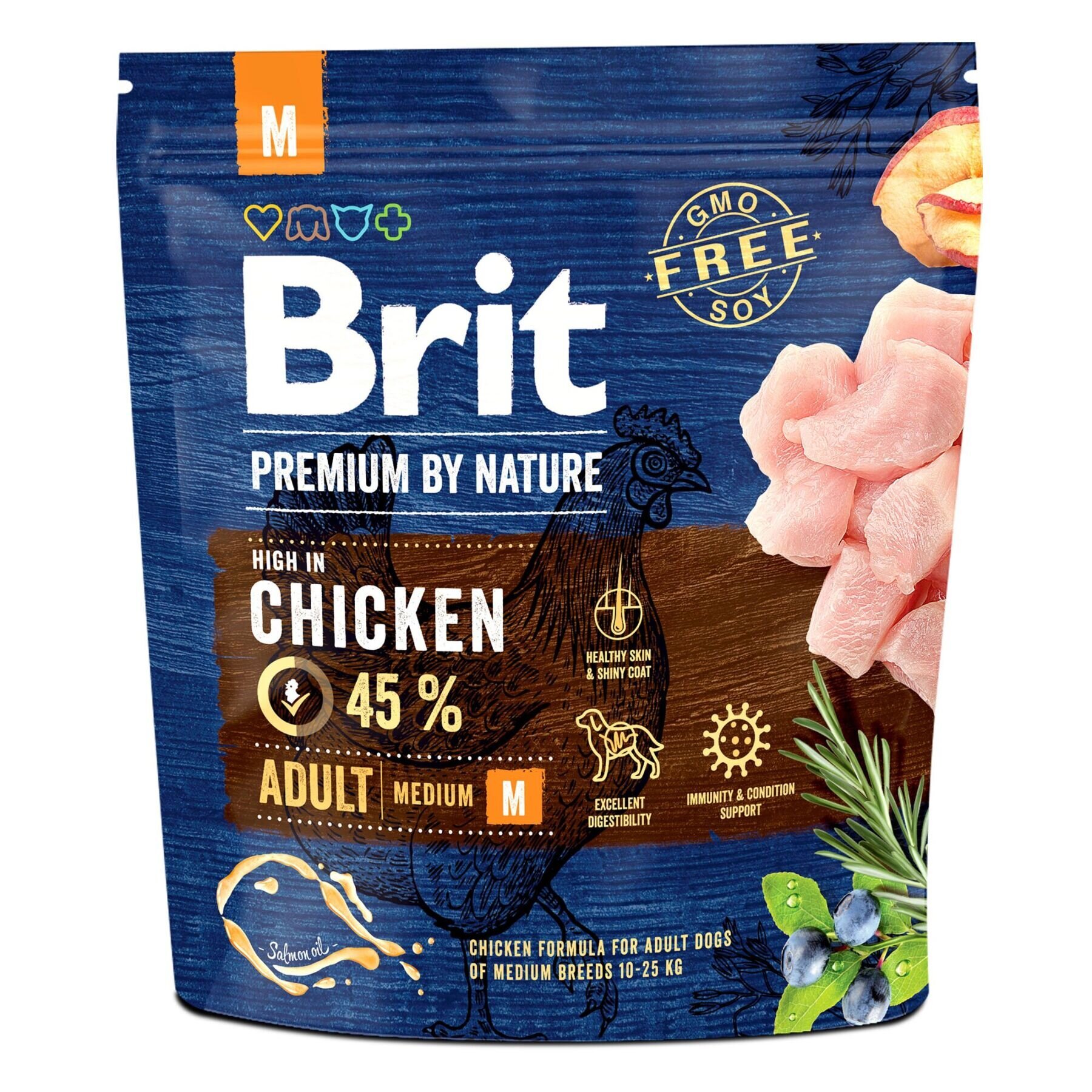 Brit Premium Adult M - Сухой корм для взрослых собак средних пород (весом от 10 до 25 кг) 1 кг (курица)