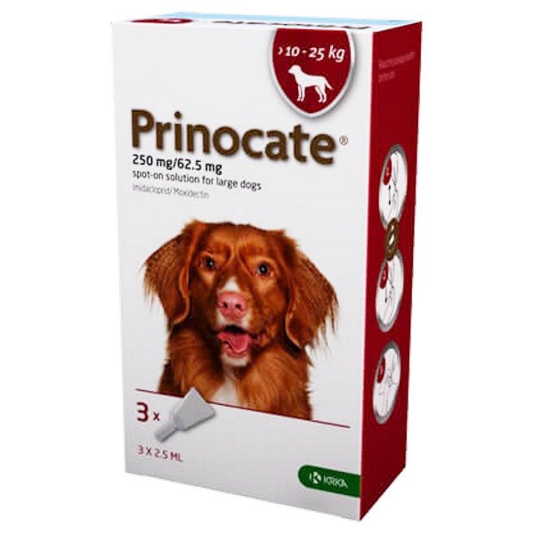Prinocat (Прінокат) краплі на холку від бліх, кліщів та гельмінтів для собак від 10 до 25 кг, піпетка
