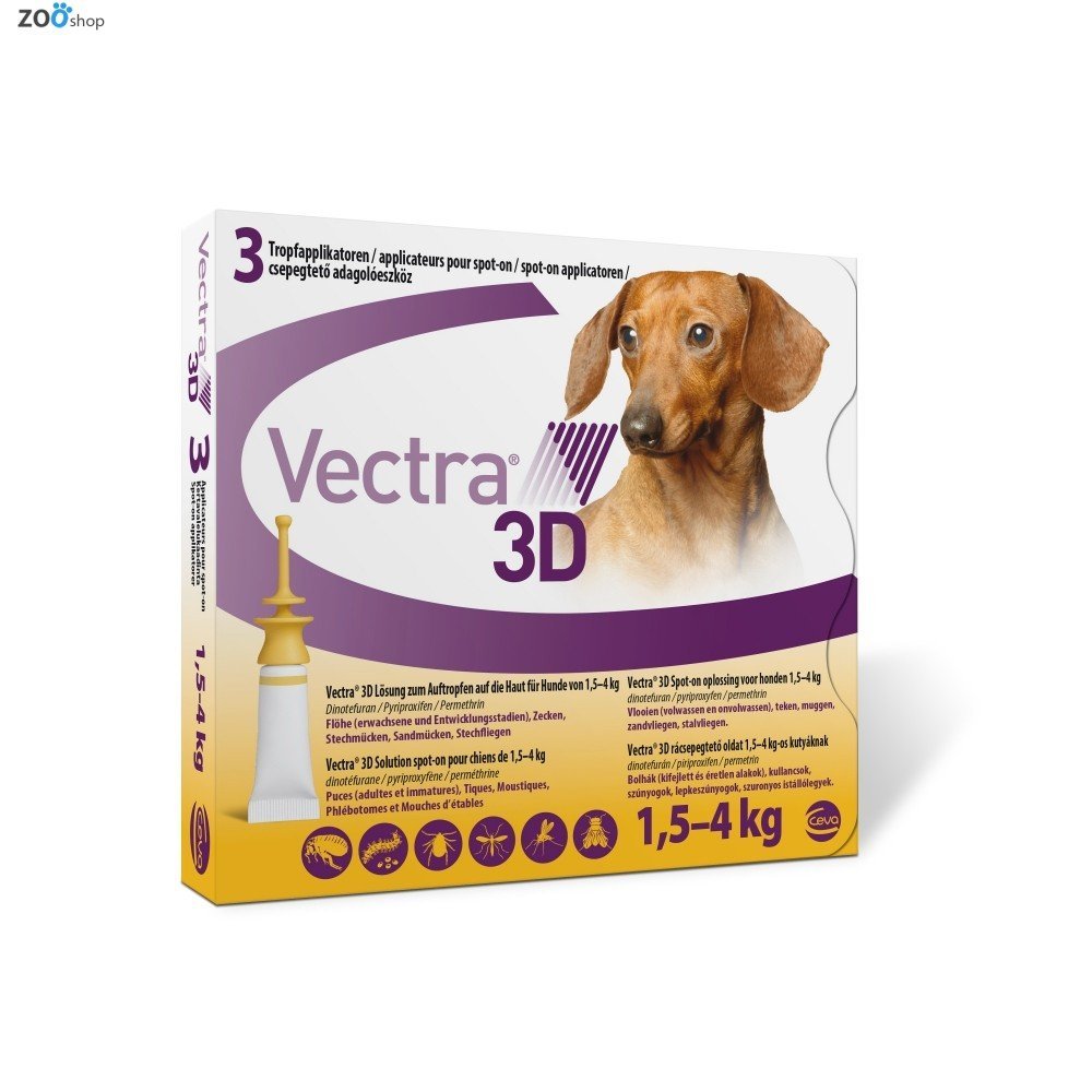 Vectra 3D (Вектра 3Д) краплі від бліх і кліщів для собак і цуценят вагою 1,5-4 кг, піпетка