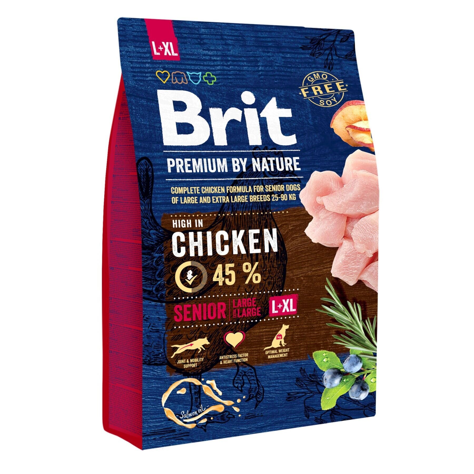 Brit Premium Senior L + XL - Сухий корм для літніх собак великих і гігантських порід (вагою від 25 до 90 кг) 3 кг (курка)